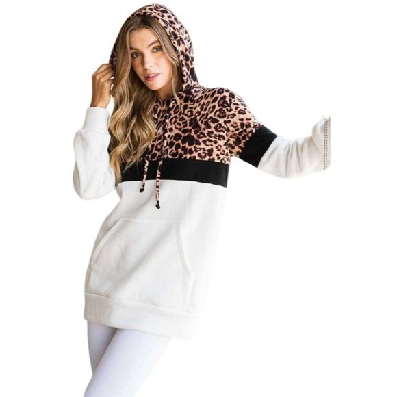 Culture Code's Black Color Block Long Sleeve Hoodie Pullover Top CHH1350L - Picture 9 of 10